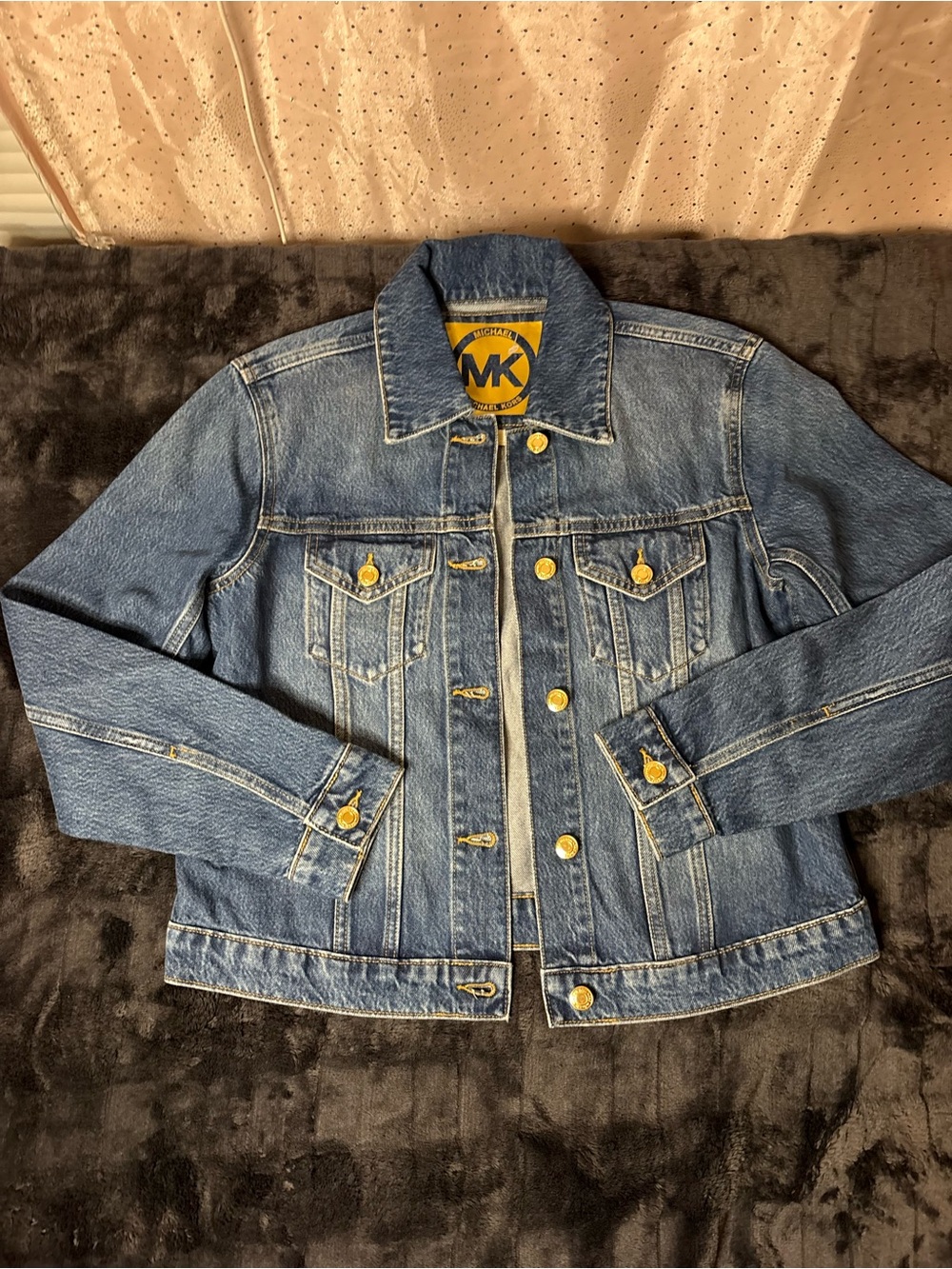 Michael Kors womens  Denim Jacket with Gold-Tone Buttons size M - Blue